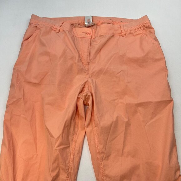 Chico’s Women’s Cropped Pants Orange Sherbet Size XXL Pockets - Picture 2 of 9